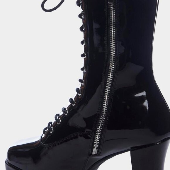 Lamoda " THE BLACK PATENT STALLION " Platform Boots ( BRAND NEW !!! ) - Picture 2 of 7